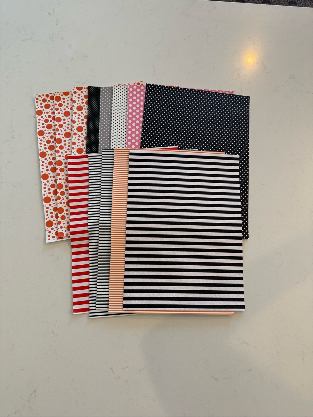 Assorted Polka Dot & Stripe Faux Leather Pack - Black, White, Red, Pink, Orange